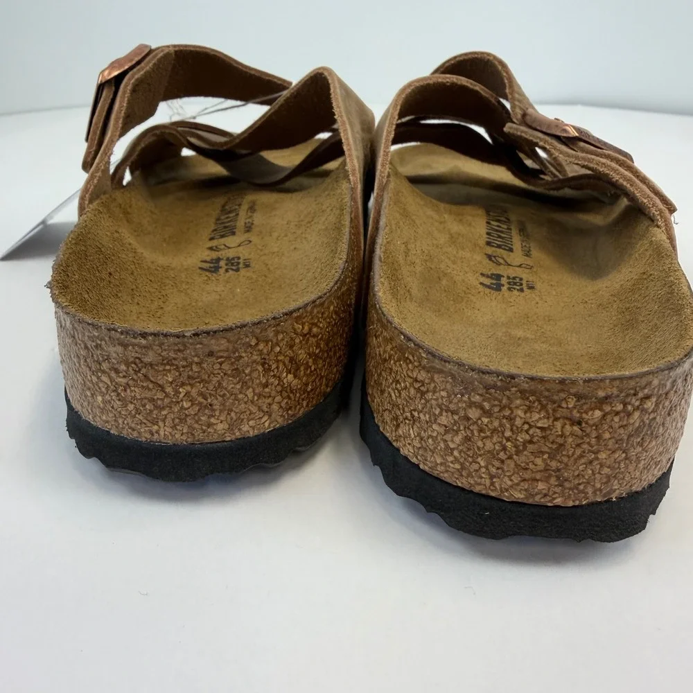 Birkenstock Lugano Oiled Leather Sandals Tobacco Brown Mens 44 M11 1017466 NWT